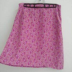 J. Crew 100% silk skirt size 8 pink paisley print